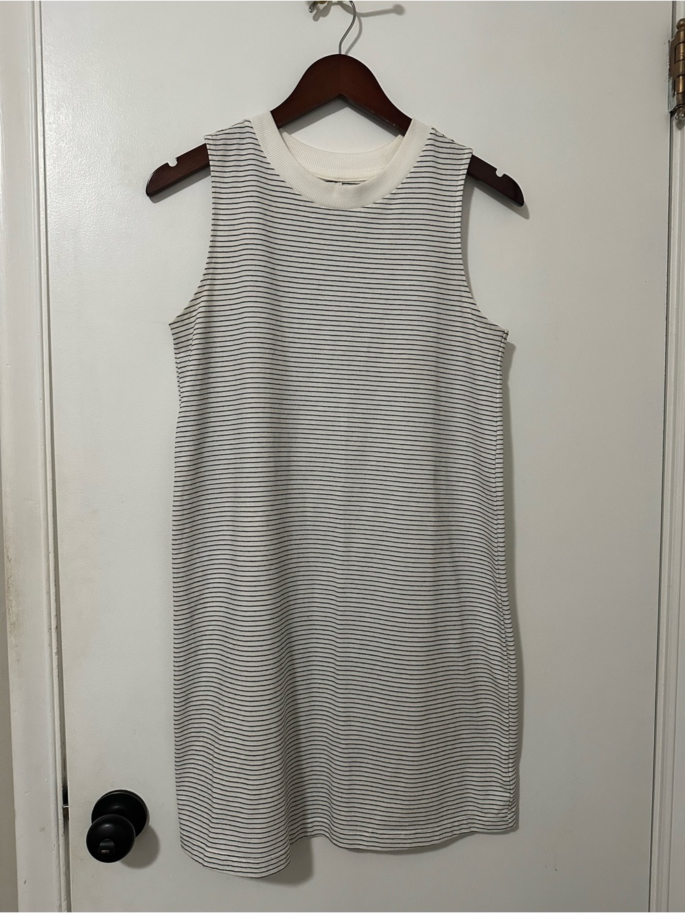 a new day Sleeveless Mini Dress in White with Black Stripes